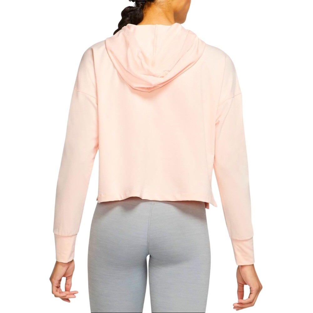 Nike Yoga Dri-FIT Womens Size XL Cropped Hoodie Peach Pink Pullover CU5317-606 - Picture 2 of 6
